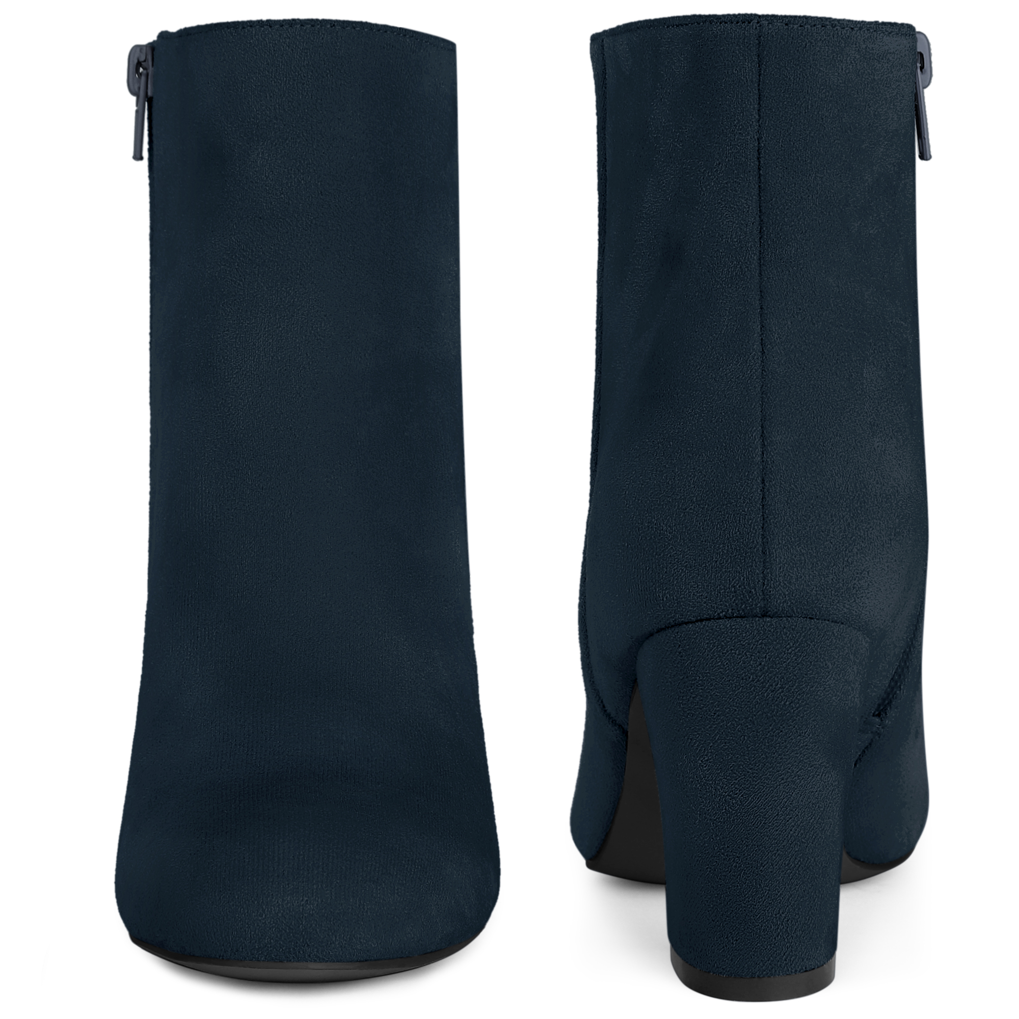 Unique Bargains Women's Round Toe Chunky Heels Ankle Boots Navy Blue 9