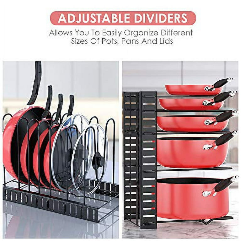 Pots And Pans Organizer For Cabinet, Upgraded Pots And Pans