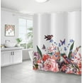 thumbnail image 2 of Floral Shower Curtain, Colorful Flower Bird Butterfly Country Shower Curtains Set for Bathroom Bathtub Rustic Decor Waterproof Machine Washable Fabric with 12 Plastic Hooks, 2 of 6