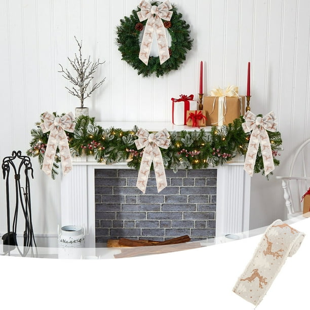 Cinta de Nieve Navideña para Coche, Árbol de Navidad, Decoración Navideña | Tela Gris, 200 X 6 Cm | Estilo Vintage | Ligera (30 G) | Reutilizable y Duradera | Ideal para Manualidades y Adornos Navide