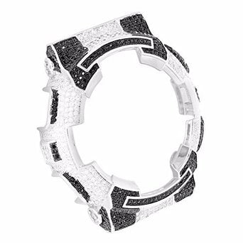 Original Gshock GA 100 Bezel Black/White Iced Lab Created Cubic Zirconia Custom Made New