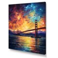 thumbnail image 2 of Designart "San Francisco Bridge under Starry Night" Landscapes Canvas Wall Art - Traditional Blue Vangogh Hallway Wall Art Decor, 2 of 6