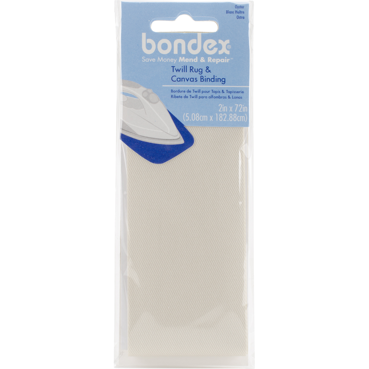 Bondex IronOn Twill Rug & Canvas Binding 2"X2ydOyster
