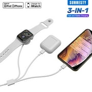 Watch Charger Magnetic 3 in 1 Wireless Charging Cable for Apple Watch Series 6/SE/5/4/3/2/1, Competible with iPhone 11/11 Pro/XR/XS/XS Max/X/8/8Plus/7/7Plus/6/6Plus/5