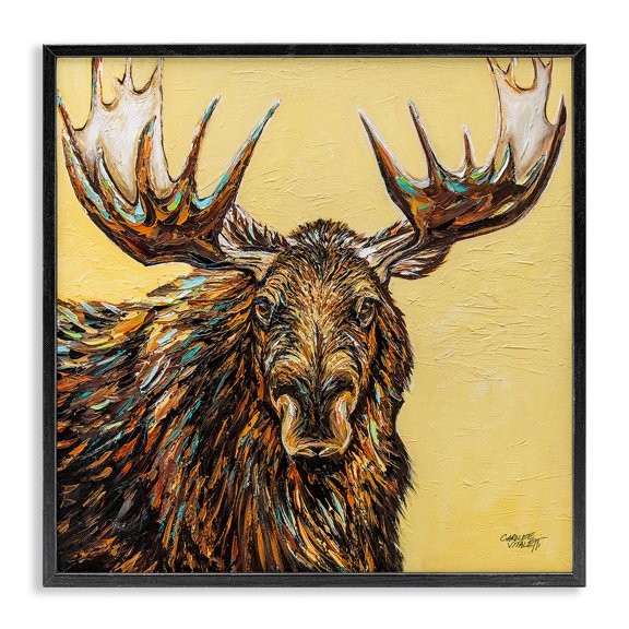 Stupell Industries Modern Modern Moose Black Framed Giclee Art, 24 x 24, by Carolee Vitaletti