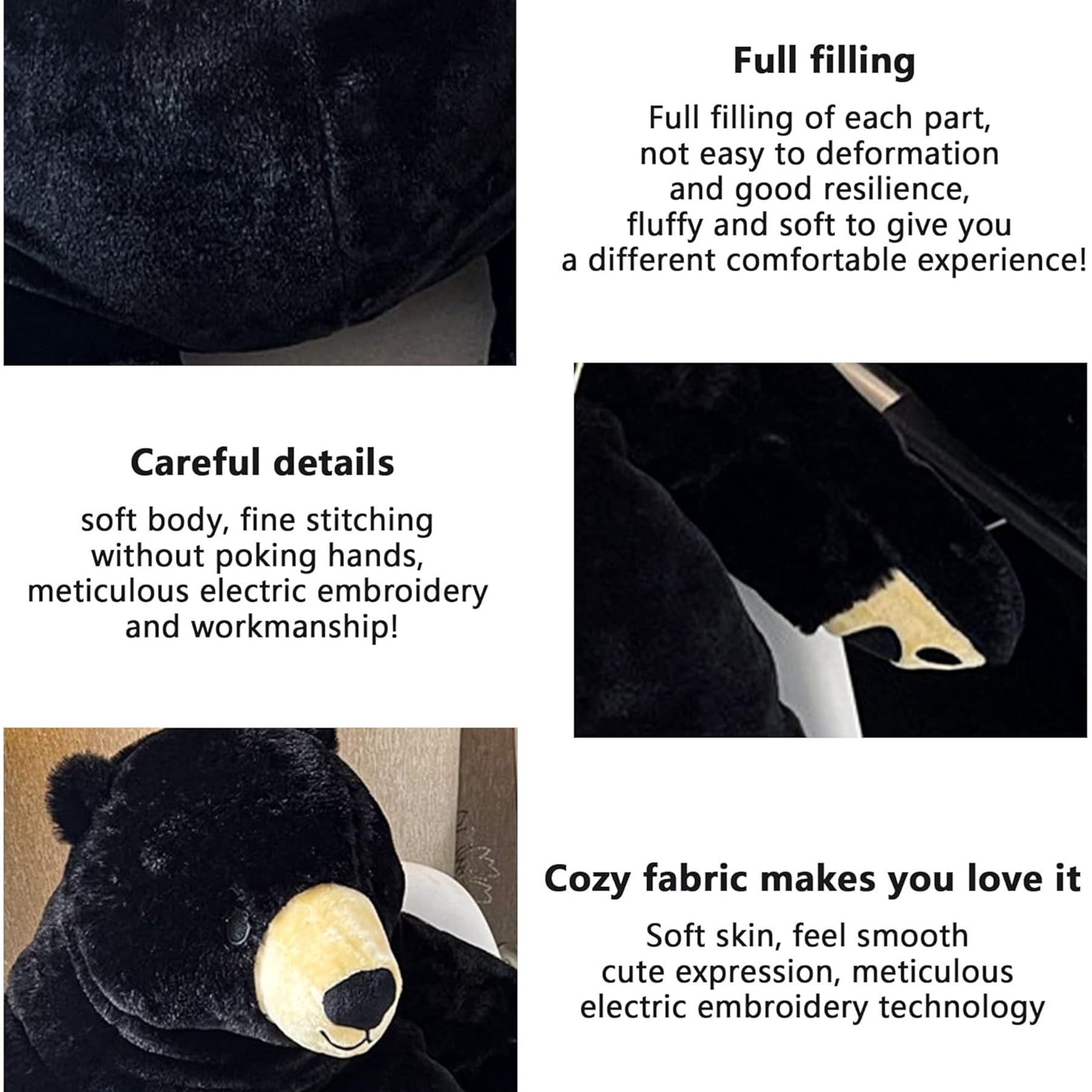Djungelskog Bear Plush Toy - Soft and Cuddly (23.6 inches, Black) - Perfect for Kids and Adults