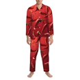 thumbnail image 3 of Disketp Floating Red Chili Peppers for Pajamas Set Long Sleeve Sleepwear Mens Button Down Nightwear Pj Sets-Large, 3 of 7
