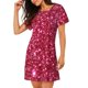 thumbnail image 2 of Balery Pink Glitter Camisón de manga corta con cuello redondo para mujer, cómodo y elegante., 2 of 6