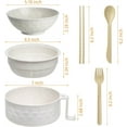 thumbnail image 2 of Microwave Ramen Bowl,Ramen Noodles Bowls,Happon 3 in1 40oz Ramen Bowl Set with Lid,Ramen Bowl Set with Chopsticks, Spoon, Fork, Ramen Noodle Cooker for Dorm, Home, Office (Beige), 2 of 8