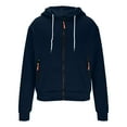 thumbnail image 5 of BiZtdJrK Mens Zip Up Hoodie Lightweight Slim Long Sleeve Sweatshirt Solid Color Casual Workout Hooded Jacket with Pocket, Navy, XXL, 5 of 8