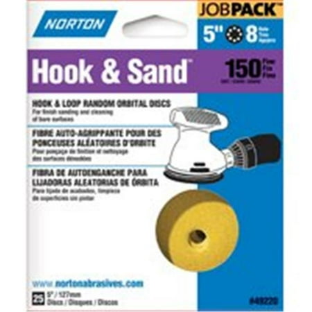 

Norton 49220 5 150 Grit Hook & Loop Sanding Discs With 8 Holes 25 Count