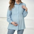 thumbnail image 2 of yocbz Maternity Shirts Tunic Top for Women Long Sleeve Blouse Clothes Top Crewneck Maternity Loose Fitting Clothing Shirt Light Blue,Size for 7-8 Years, 2 of 9