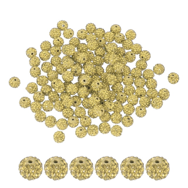 Uxcell Rhinestone Beads for Jewelry Making, Sparkle Crystal Clay Beads Light Yellow