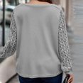thumbnail image 3 of Ahdbta Womens Plus Size Tops Trendy Lace Patchwork Long Sleeve Tunic Shirts Solid Color Round Neck Casual Loose Fit Blouses, 3 of 6