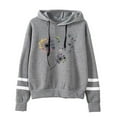 thumbnail image 1 of Pompotops Sweat à Capuche Imprimé Uni pour Femmes, Manches Longues Rayées, 1 of 2