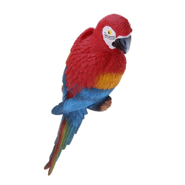 Estatuas de loros de resina, aves artificiales con plumas, estatuilla de animal 31cm Look Right Red