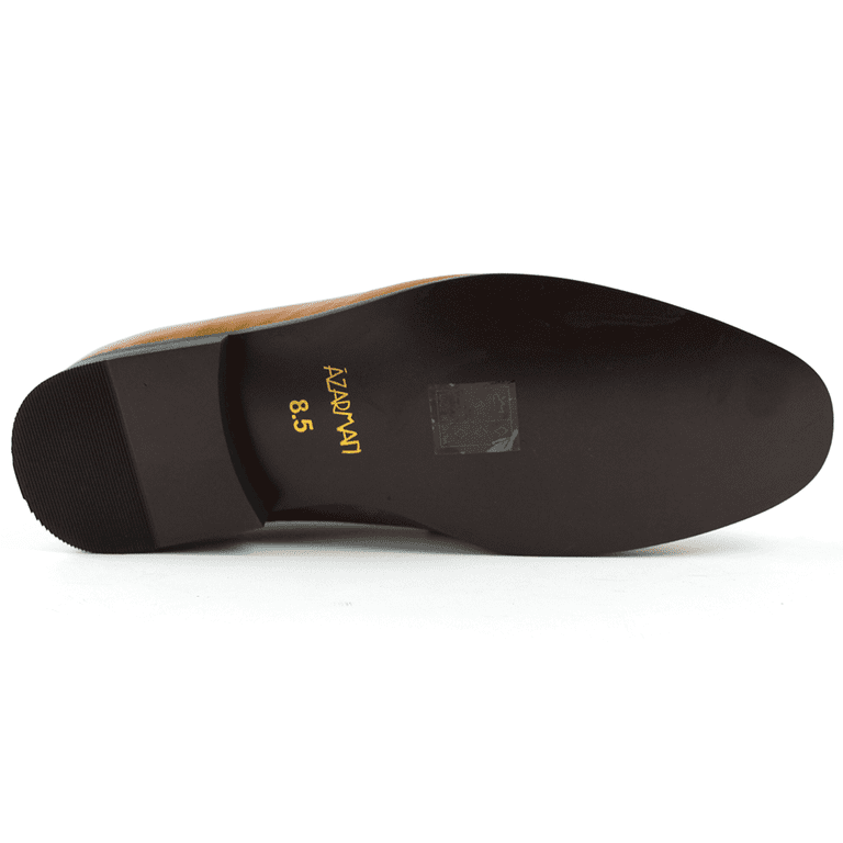 men's dress shoes with gold buckle Genuine Leather Mens Black Slip On Loafers Gold Buckle Dress Shoes