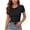 Black, variant on Womens Fitted Tops Cowl Neck Short Sleeve Solid Color Ruched Slim Shirts Office Work Wear Blouses