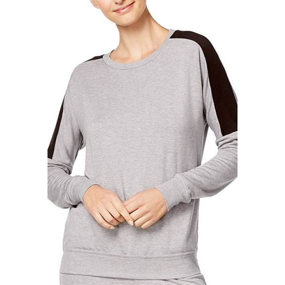 Alfani Women's Colorblocked Pajama Top Gray Hy Gray Heather XL