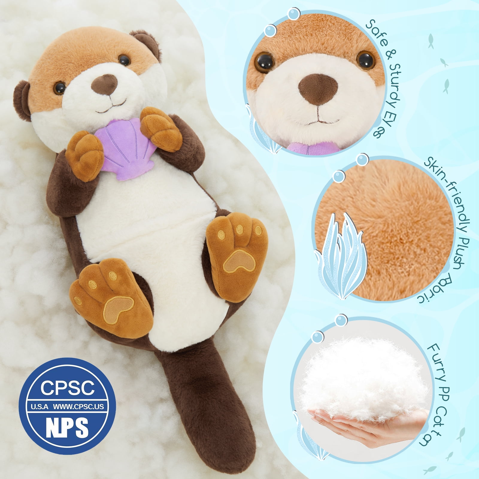 Muiteiur 5 Piece Sea Otter Stuffed Animal with 3 Baby Otter Plush Toys