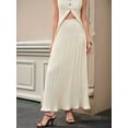 thumbnail image 4 of Women'S High Waist Flowing Pleated Patchwork Skirt Chiffon Hem A-Line Casual Maxi Skirt White M, 4 of 9