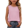 thumbnail image 2 of Eltusu Girls Tank Tops, Summer Crew Neck Comfort Cotton Sleeveless T-Shirts Pink Size 13-14 T, 2 of 6