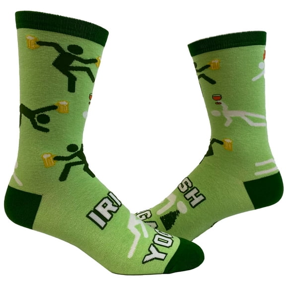 Men's Green Yoga Socks Funny St. Patrick's Day Drinking Party Novelty Footwear