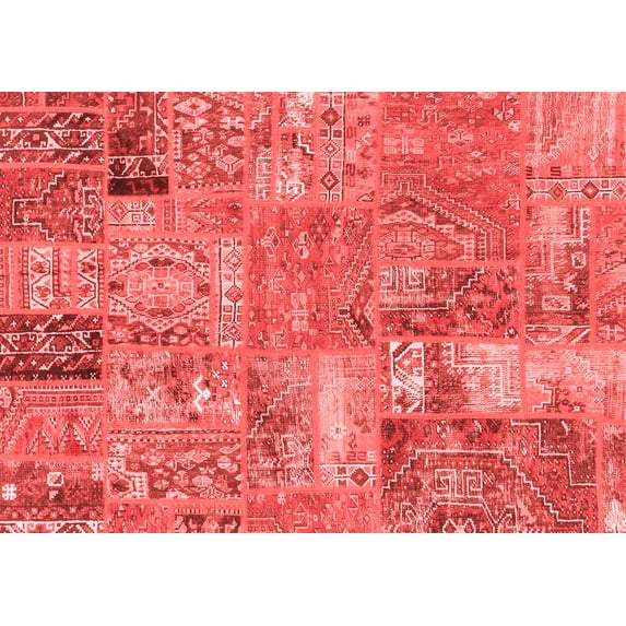 Ahgly Company Indoor Rectangle Patchwork Red Transitional Area Rugs, 7' x 9'