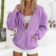 thumbnail image 4 of yardsong Women Zip Up Hoodie Oversized Sweatshirts 2025 Preppy Long Sleeve Casual Lightweight Y2K Hooded Track Jacket Purple,M, 4 of 7