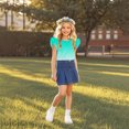 thumbnail image 6 of Lmnyox Girls Summer Shirts Ruffle Cap Sleeve Gradient Tee Shirt Kids Cute Crew Neck Casual Tunic Blouses, 6 of 8