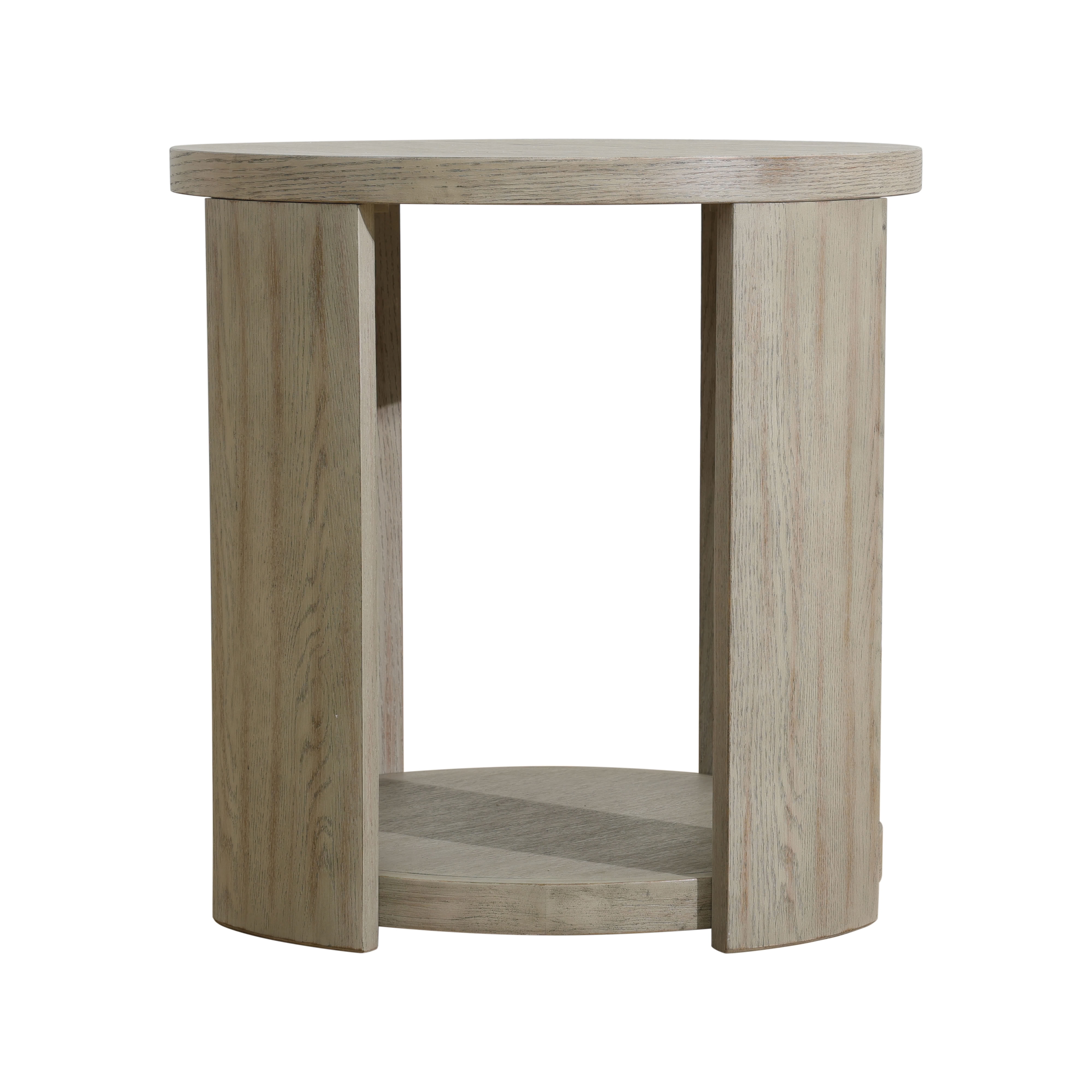 MAYEERTY 24" Round Solid Wood Side Table, Modern Farmhouse End Table with Open Storage Shelf, for Living Room, Bedroom, Small Spaces