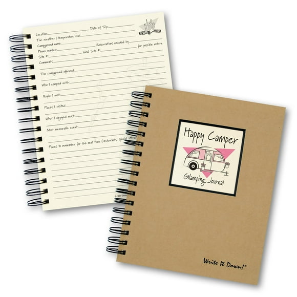Serie Write It Down De Journals Unlimited Guided Journal Happy Camper Glamping Journal Tamaño Completo 7.5"X 9" Tapa Dura Kraft Hecho En Ee. Uu.