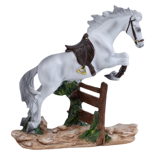 Estatua de caballo, figura de resina, adorno coleccionable, artesanía, decoración de mesa para el hogar Blanco