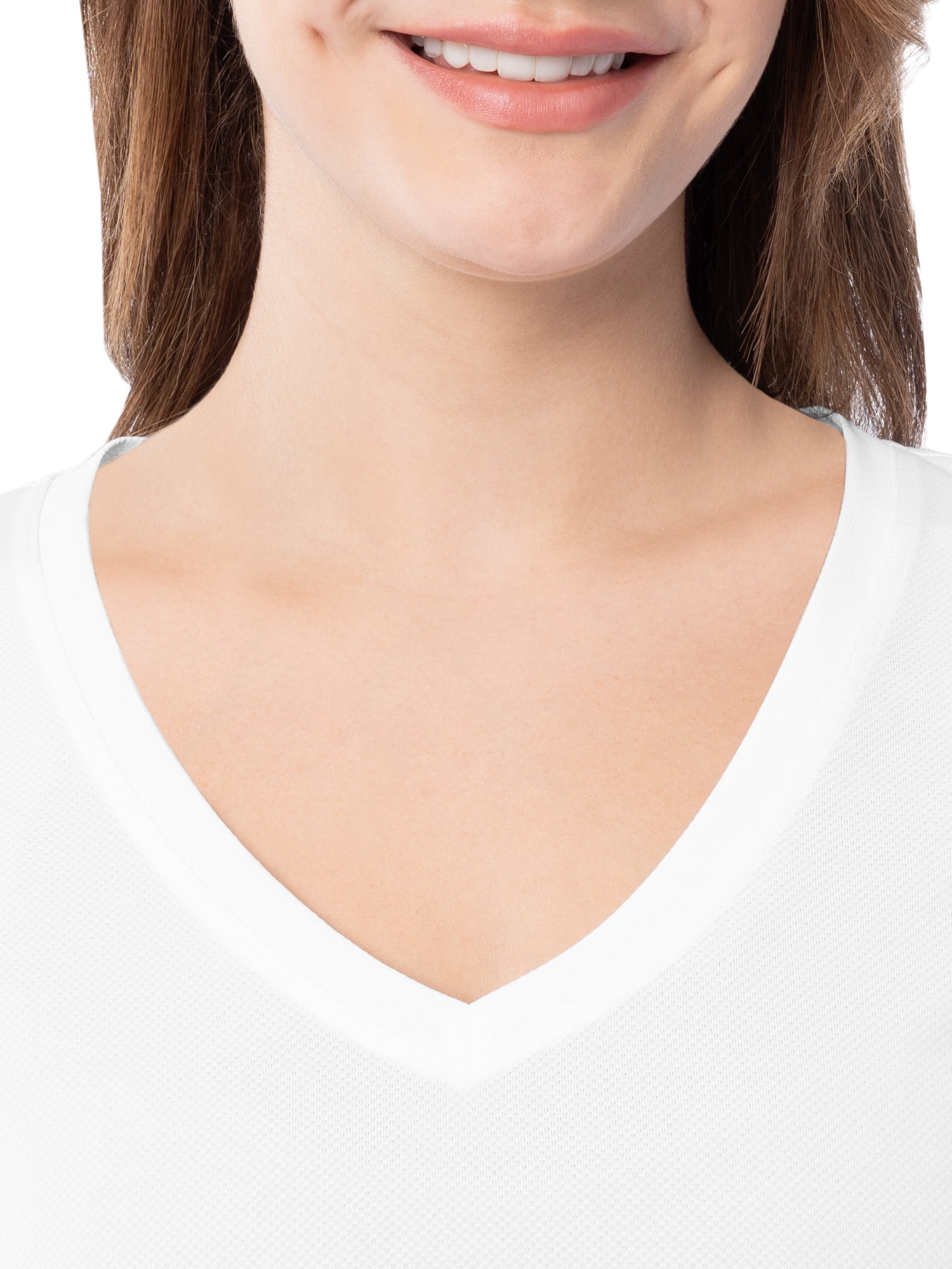 Athletic Works Women's Active Texture Knit V-Neck Tee, Sizes XS-XXXL