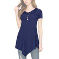 thumbnail image 4 of Made by Johnny Women's V-Neck Asymmetrical Tunic Top M NAVY, 4 of 6