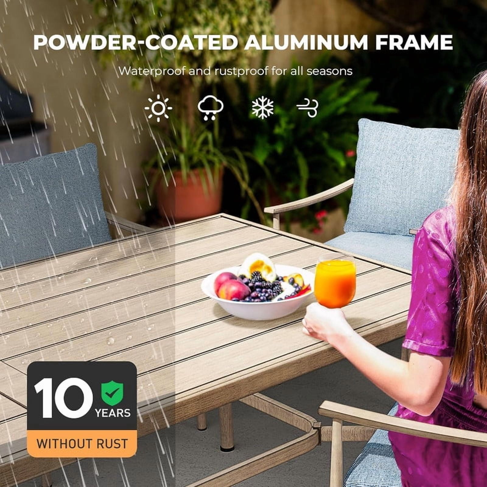 9-Piece Aluminum Outdoor Dining Set for 8, 84" Table with 6 Chairs & 2 Swivel Chairs