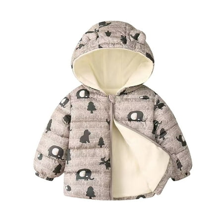 Winter Coats for Boys Puffer Jacket Boys Zipper Long Sleeve Windproof Jacket Outwear Warm Bear Hooded Outdoor Coats Winter Jacket for Girls 6-7 Years