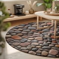 thumbnail image 4 of Stones 6ft Non Slip Round Area Rug Abstract Multi Colored Cobblestones Stones Photo Washable&nbsp;Soft Area Rugs for Living Room, Indoor&nbsp;Circle Carpet for Bedroom Dining Room Kitchen, 4 of 9