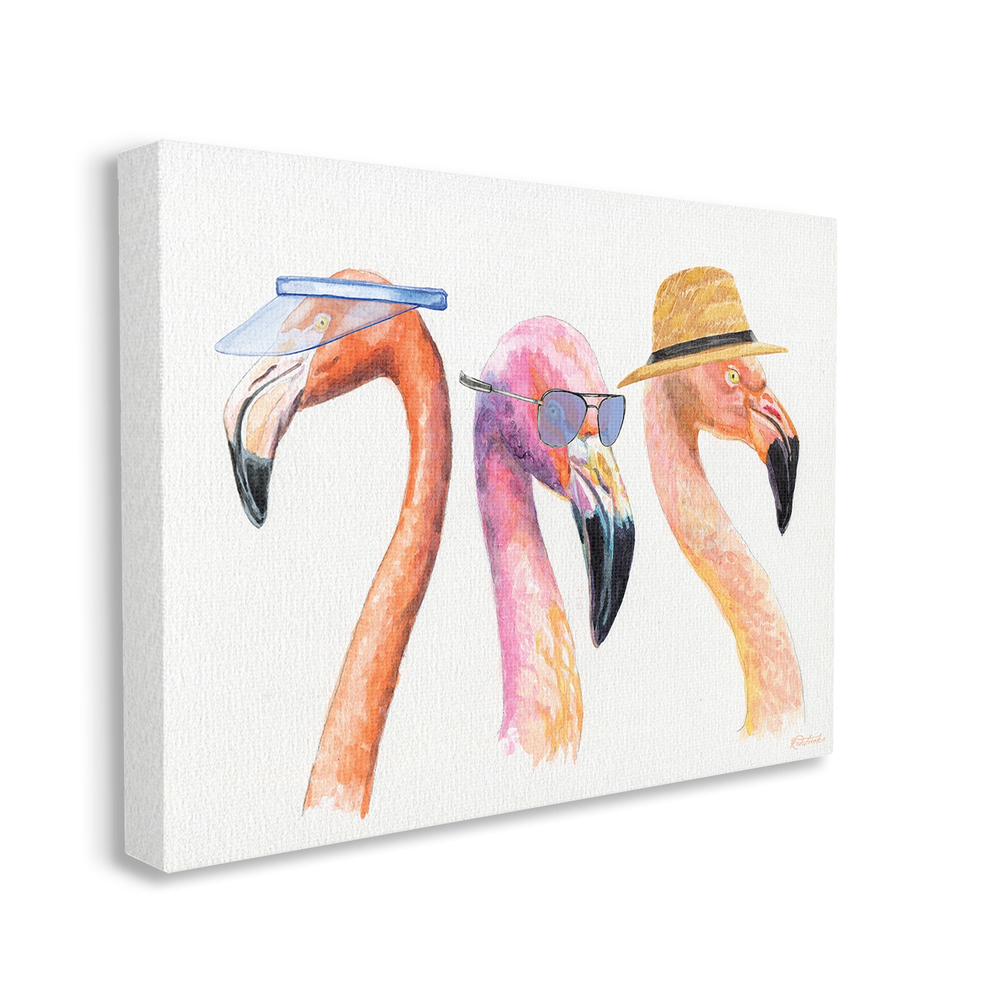 Stupell Industries Summer Flamingo Fashion Animals & Insects Painting Gallery Wrapped Canvas Art Print Wall Art, 20 x 16