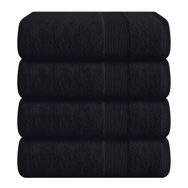 BELIZZI HOME 4 Pack Bath Towel Set 27x54, 100% Ring Spun Cotton, Ultra Soft Highly Absorbent Machine Washable Hotel Spa Quality Bath Towels for Bathroom, 4 Bath Towels Black