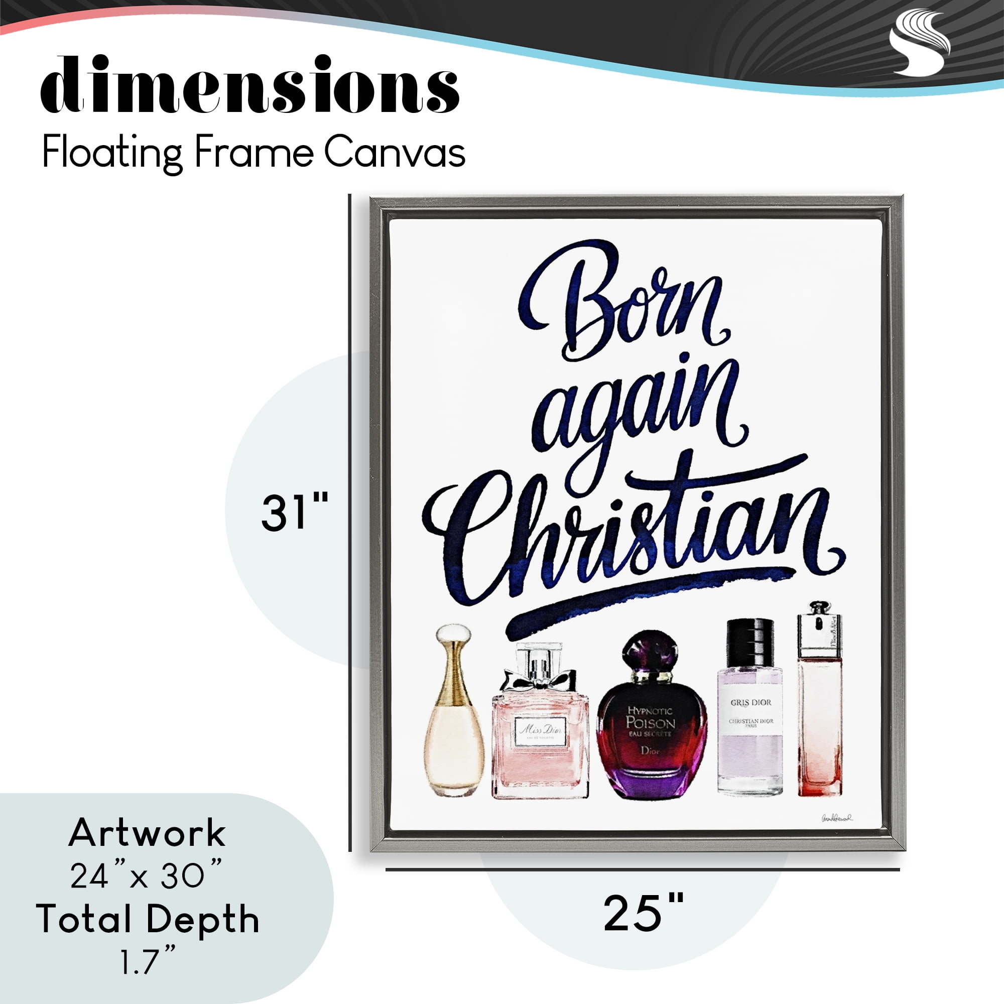 Born Again Christian Skincare Gray Framed Floater Canvas Wall Art, design by Amanda Greenwood