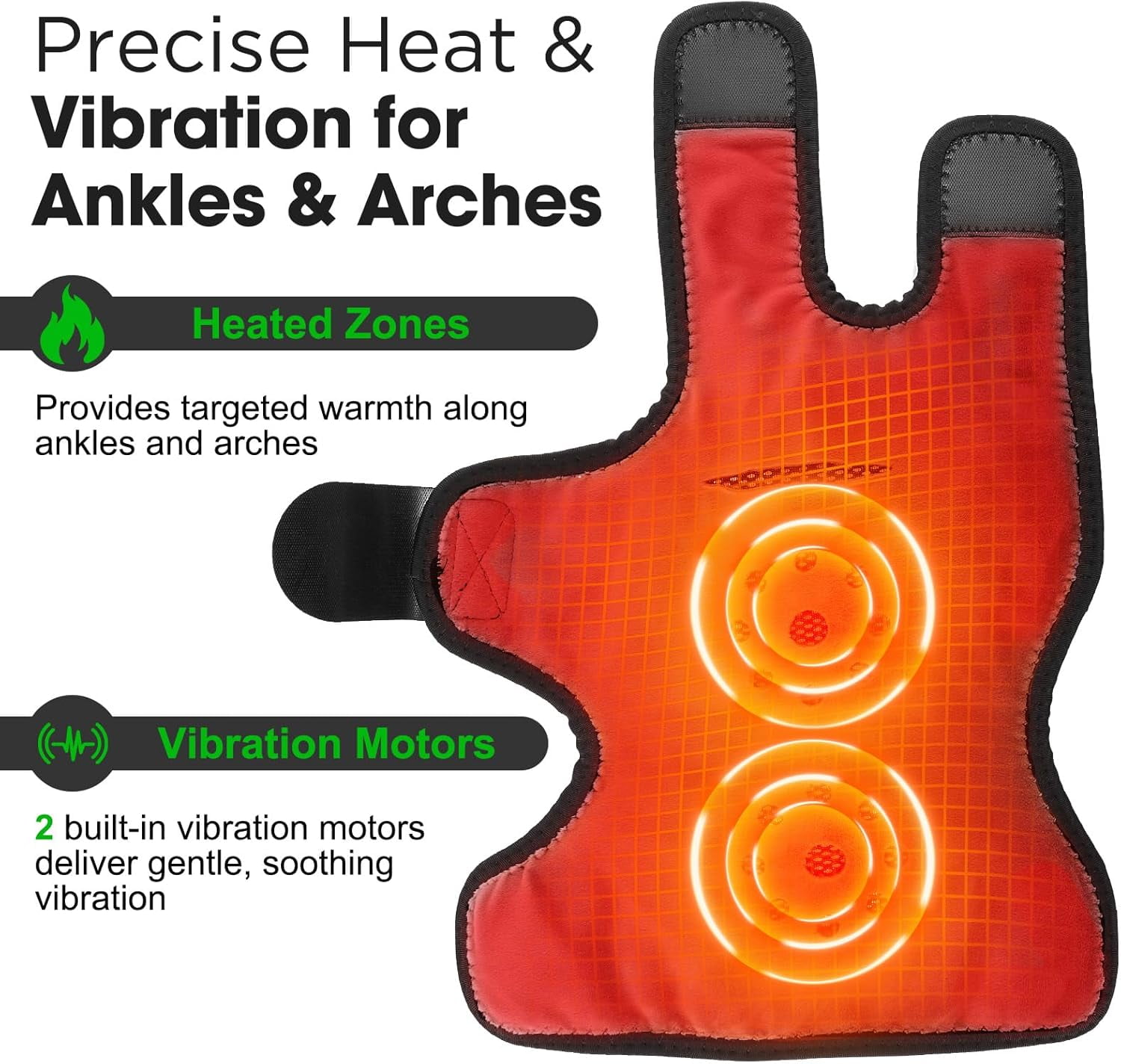 Ankle Heated Massager, Ankle Heating Pad, Foot Heated Massager Brace with 6 Heat, 3 Vibration & Timer Modes, Adjustable Strap, Dual Motor, 3000mAh Battery for Left/Right Feet, Black 2pcs