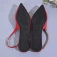 thumbnail image 4 of Miluxas Women Chunky Block Low Heel Pointed Toe Flats Shoes Slingback Buckle Rhinestone Crystal Party Cute Flats Red 9(42), 4 of 7