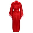 thumbnail image 4 of Lindreshi Lingerie Sets for Women Women Lace Satin Kimono Long Robe Bathrobe Lingerie Sleepwear Belt Pajamas, 4 of 9