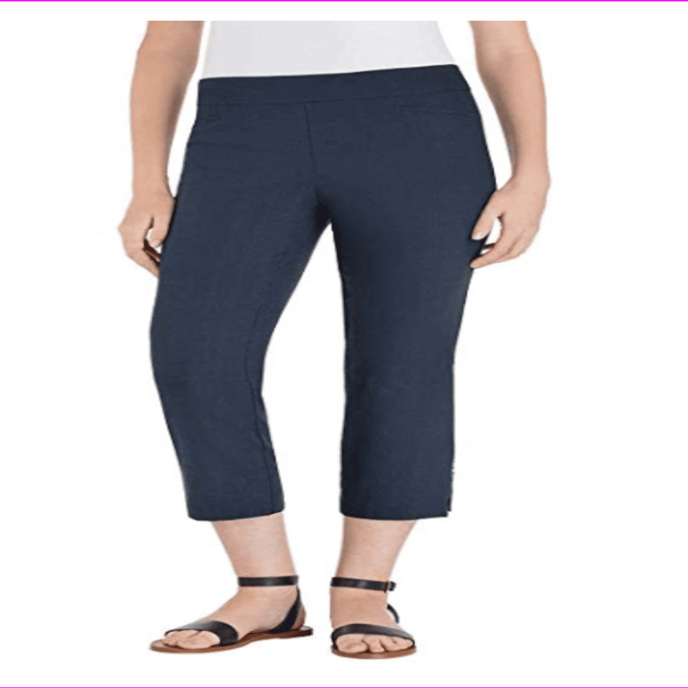 Hilary Radley Ladies Stretch Slim Cropped Pants L/Navy - Walmart.com