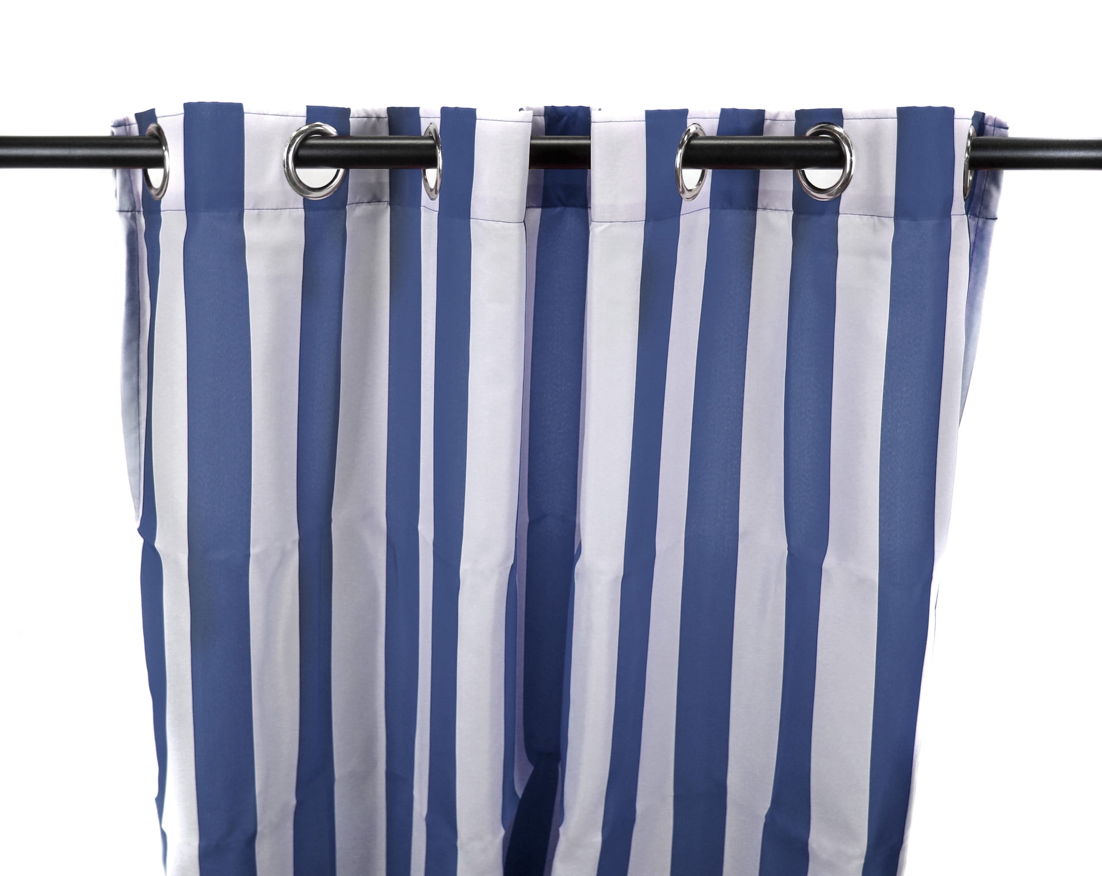 Jordan Manufacturing 54" x 84" Admiral Blue Stripe Grommet Semi-sheer Outdoor Curtain Panel (2 Pack)