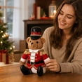 thumbnail image 6 of Nutcracker Style Christmas Teddy Bear,Soldier Costume Design Stuffed Animal Doll for Desktop Mantel,Festive Nutcracker Bear Decor for Home Holiday Gift Display,Red, 6 of 7