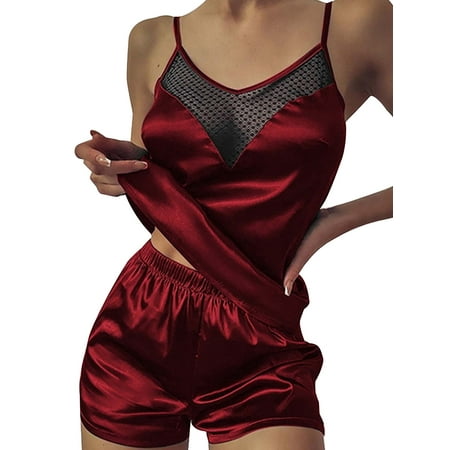 MYLookk Women See Through Sheer Tank Tops Nightwear Shorts Babydoll Lingerie Sleepwear