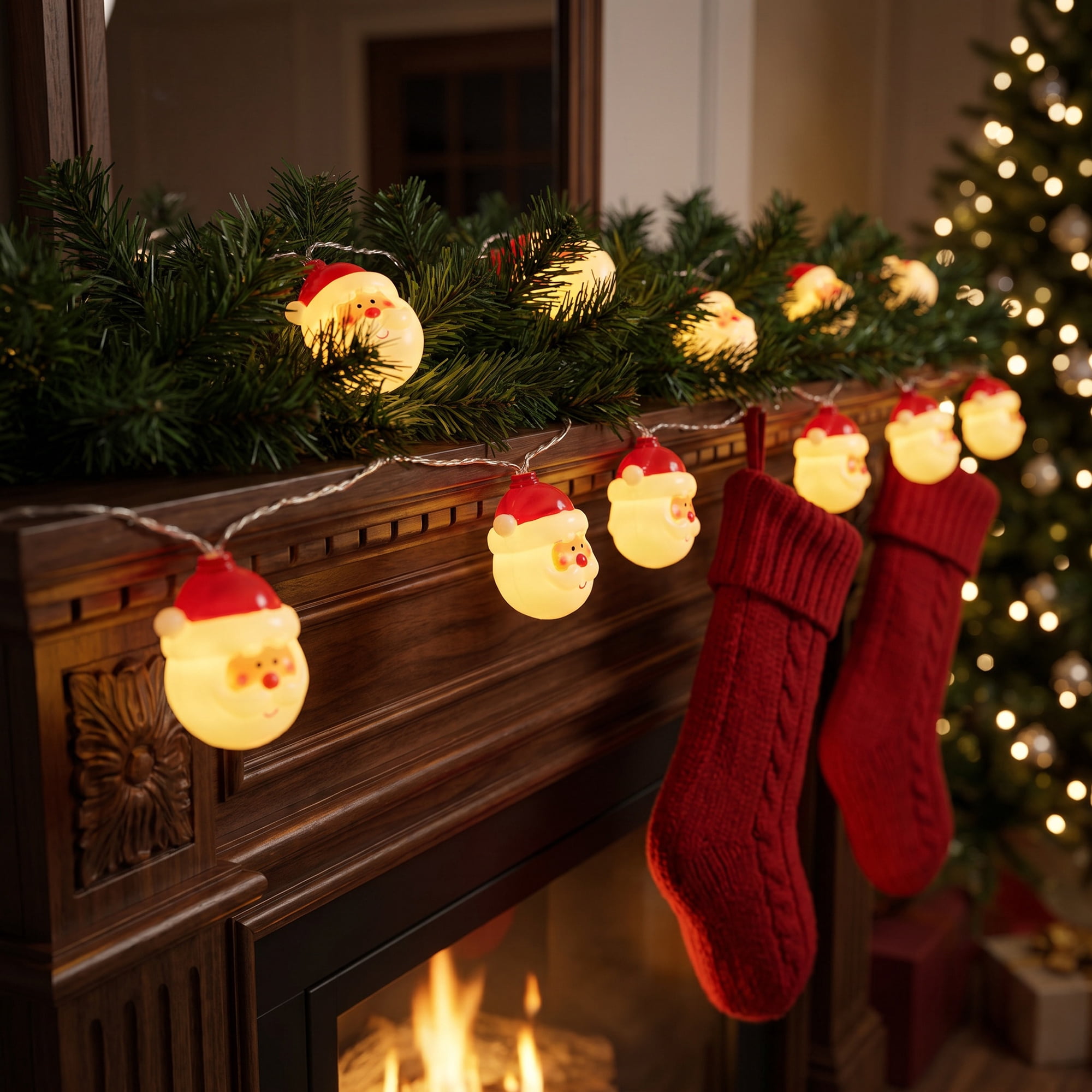 Unique Bargains Fairy Garlands Yuletide Noel Decor Lamps 9.8 ft Red Hat Man USB Powered