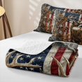 thumbnail image 4 of Castle Fairy Vintage USA Flag Whitetail Deer Quilt King for Teens,Autumn Maple Birch Rustic Wood King Coverlet Set,Brown Red Cream, 4 of 7
